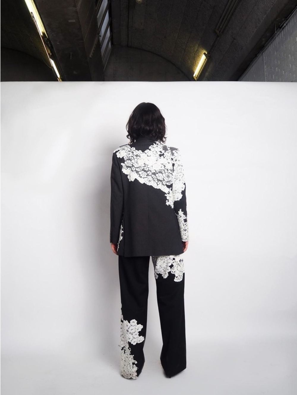 1/OFF PARIS (RE)MADE The Pantalon X Lace Designer Upcycled Size Large VGUC - Picture 11 of 12